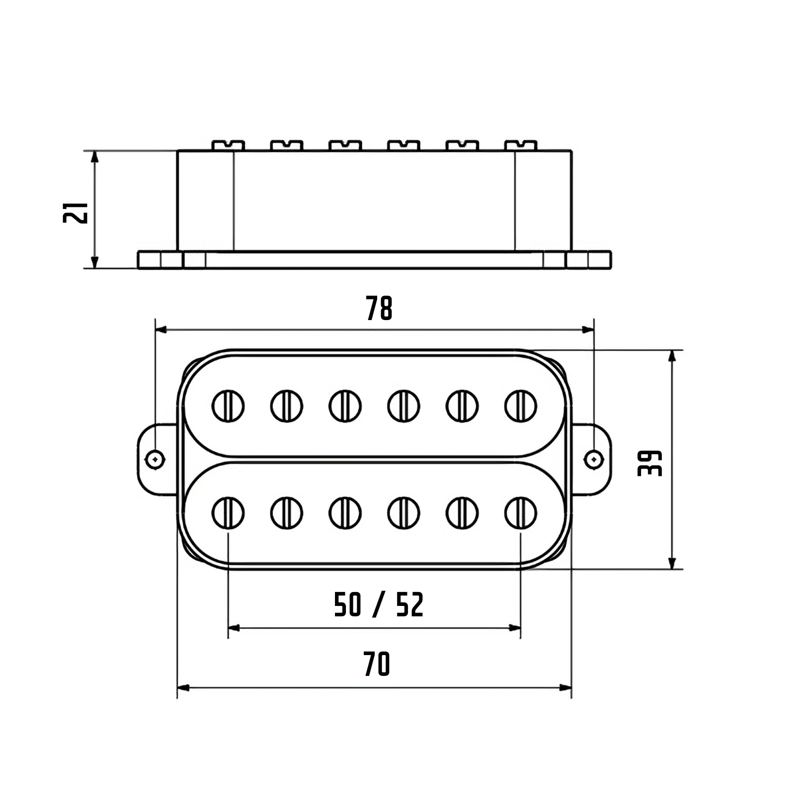 6-string humbucker size